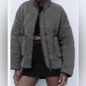 NWOT Zara Quilted Gray Puffer Jacket